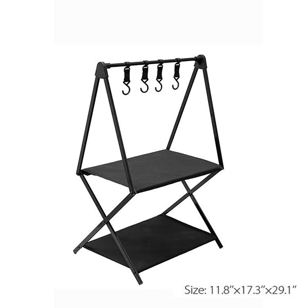 Folding Multi-Tier Storage Rack - Black - Perfect for Outdoor Camping