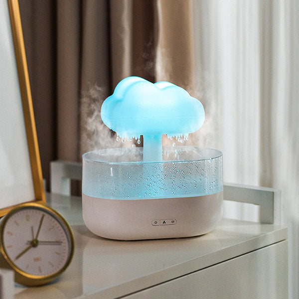 Cloud Raindrop Humidifier – Essential Oil Diffuser – Night Light – Soothing Mist – Home & Office