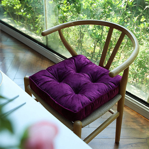 Retro Square Seat Cushions - Luxurious Velvet - Classic and Comfort - Green