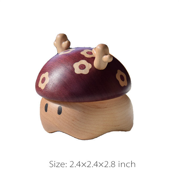 Wooden Mushroom Deer Storage Box - Unique Decorative Piece - Handcrafted Design