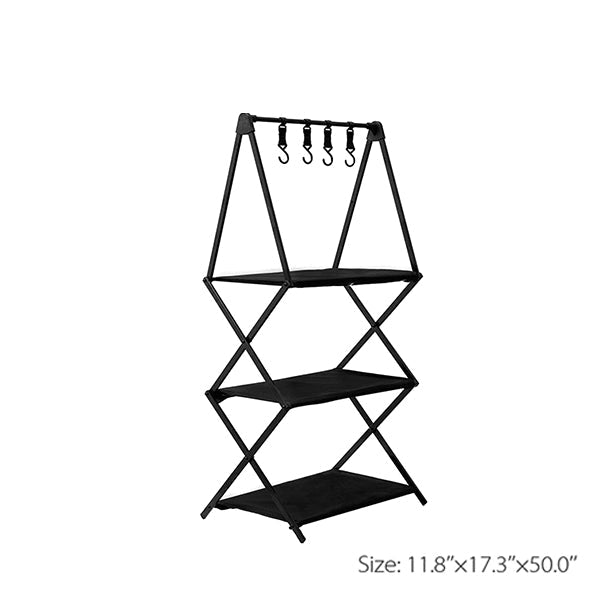 Folding Multi-Tier Storage Rack - Black - Perfect for Outdoor Camping