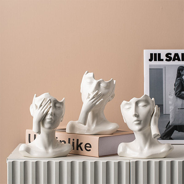 Abstract Human Figure Vase - Elegant White Ceramic - Modern Artistic Flair