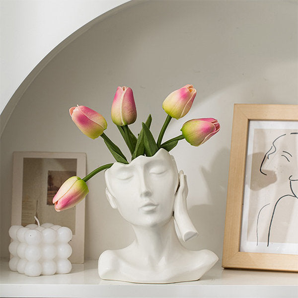 Abstract Human Figure Vase - Elegant White Ceramic - Modern Artistic Flair