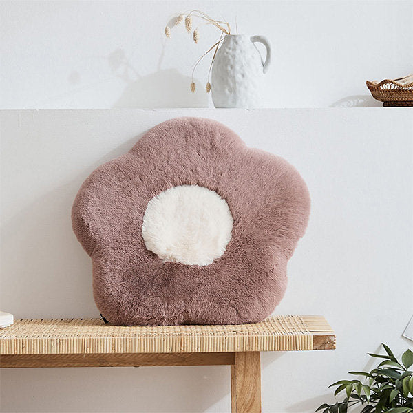 Cozy Floral Plush Cushion - Comfortable Assured - Soft and Fluffy - Pink