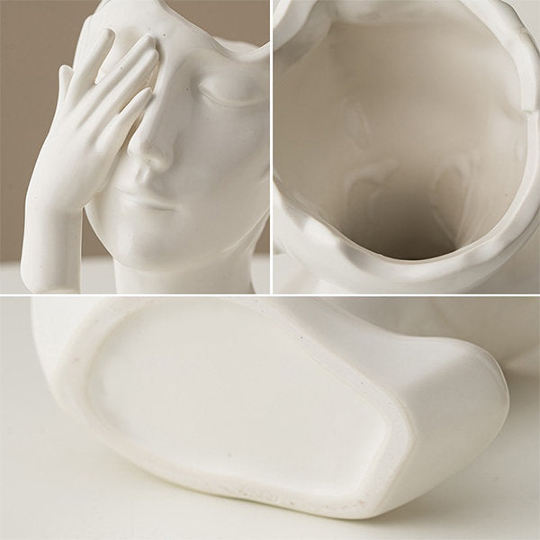 Abstract Human Figure Vase - Elegant White Ceramic - Modern Artistic Flair