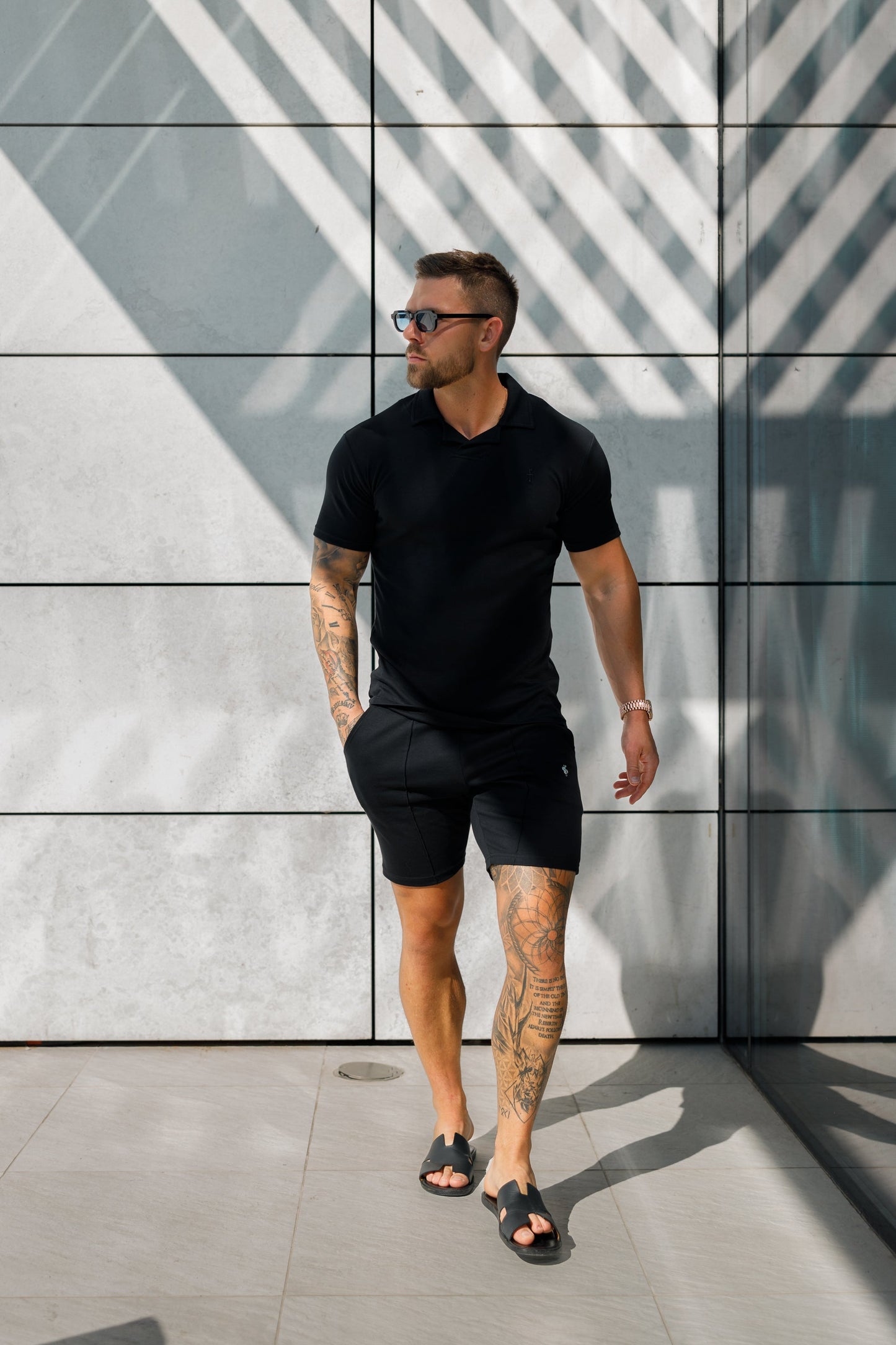 Timeless Classic Black Polo Shirt with Elegant Revere Collar - FSH1060 by Father Sons