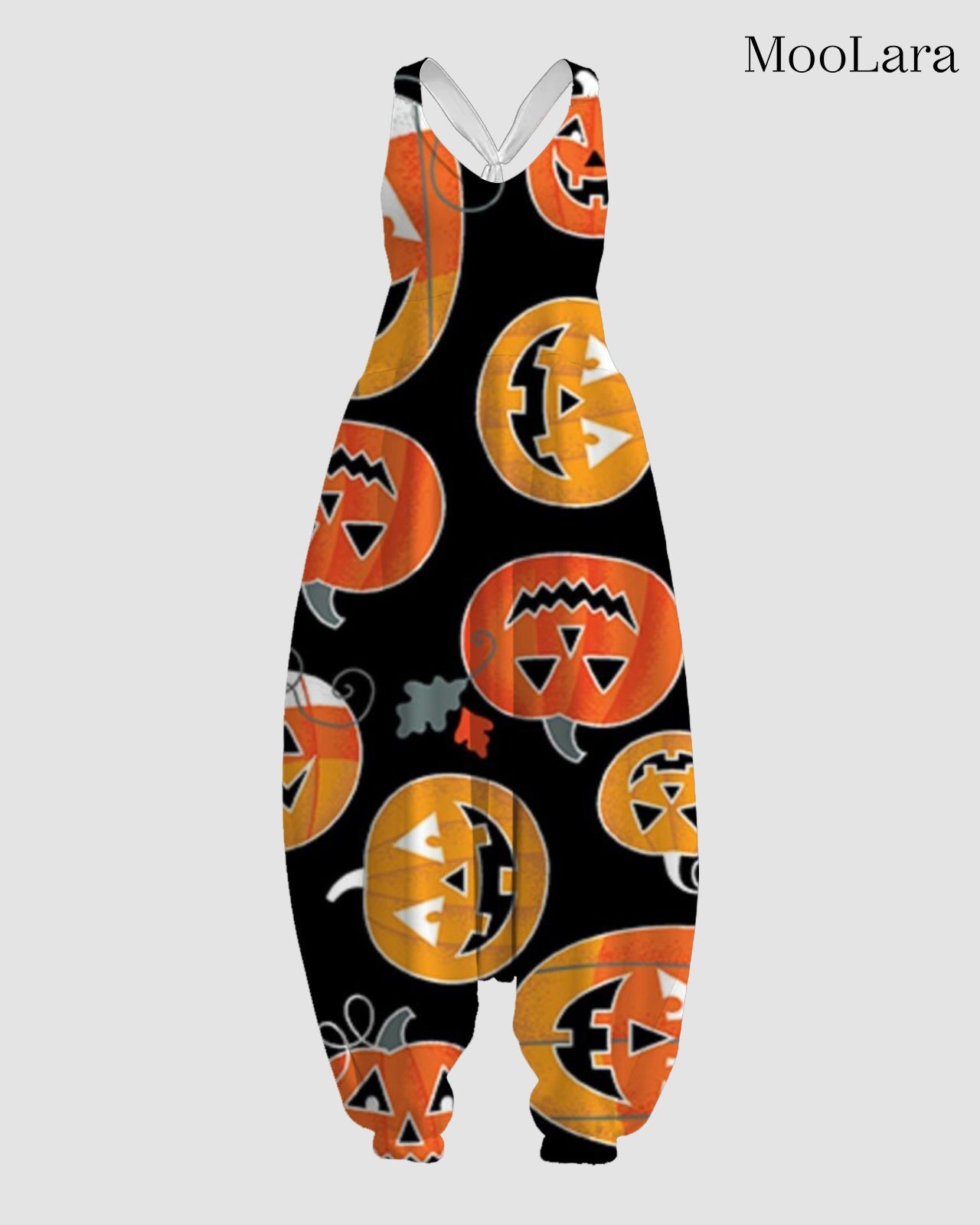 Women's Geometric Pumpkin Print Sleeveless Jumpsuit Harem Pants