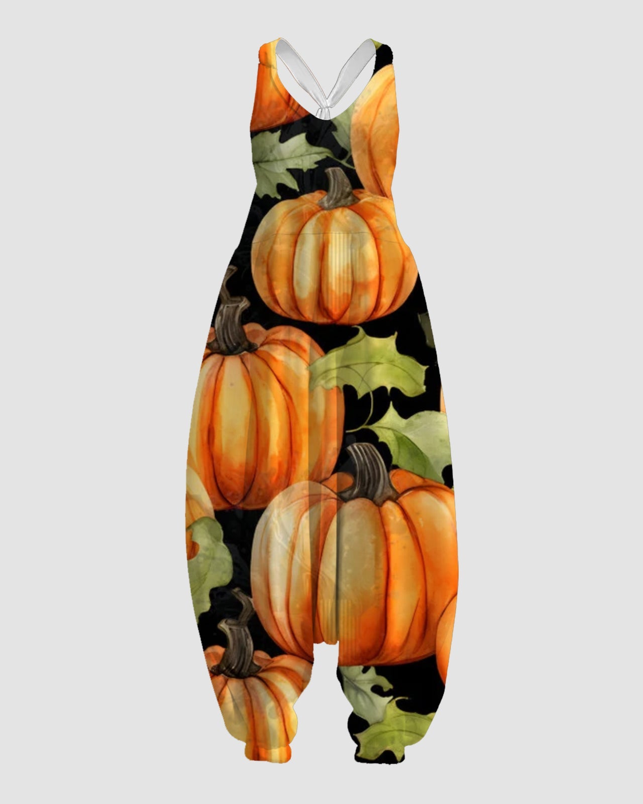 Women's Leaves with Pumpkins Print Sleeveless Jumpsuit Harem Pants