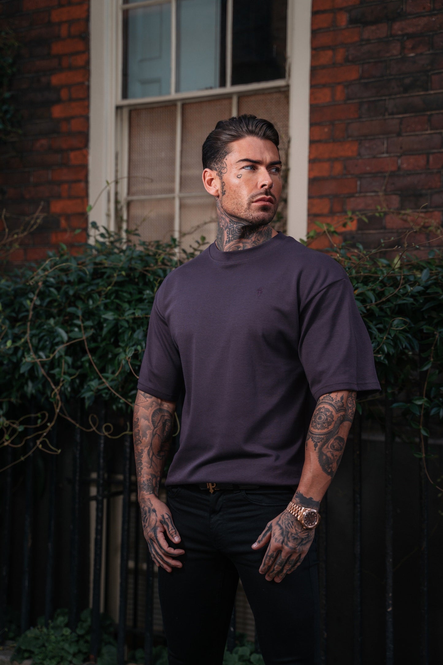 Elevate Your Style with the Father Sons Classic Plum Oversized Crew T-Shirt - FSH871