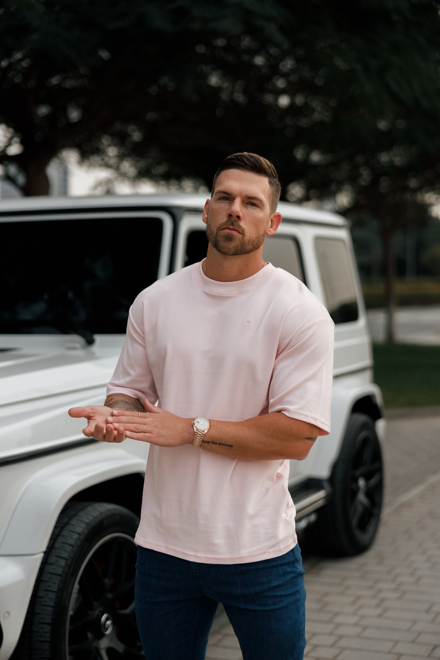 Father Sons Classic Pink Oversized Crew Tee - FSH870