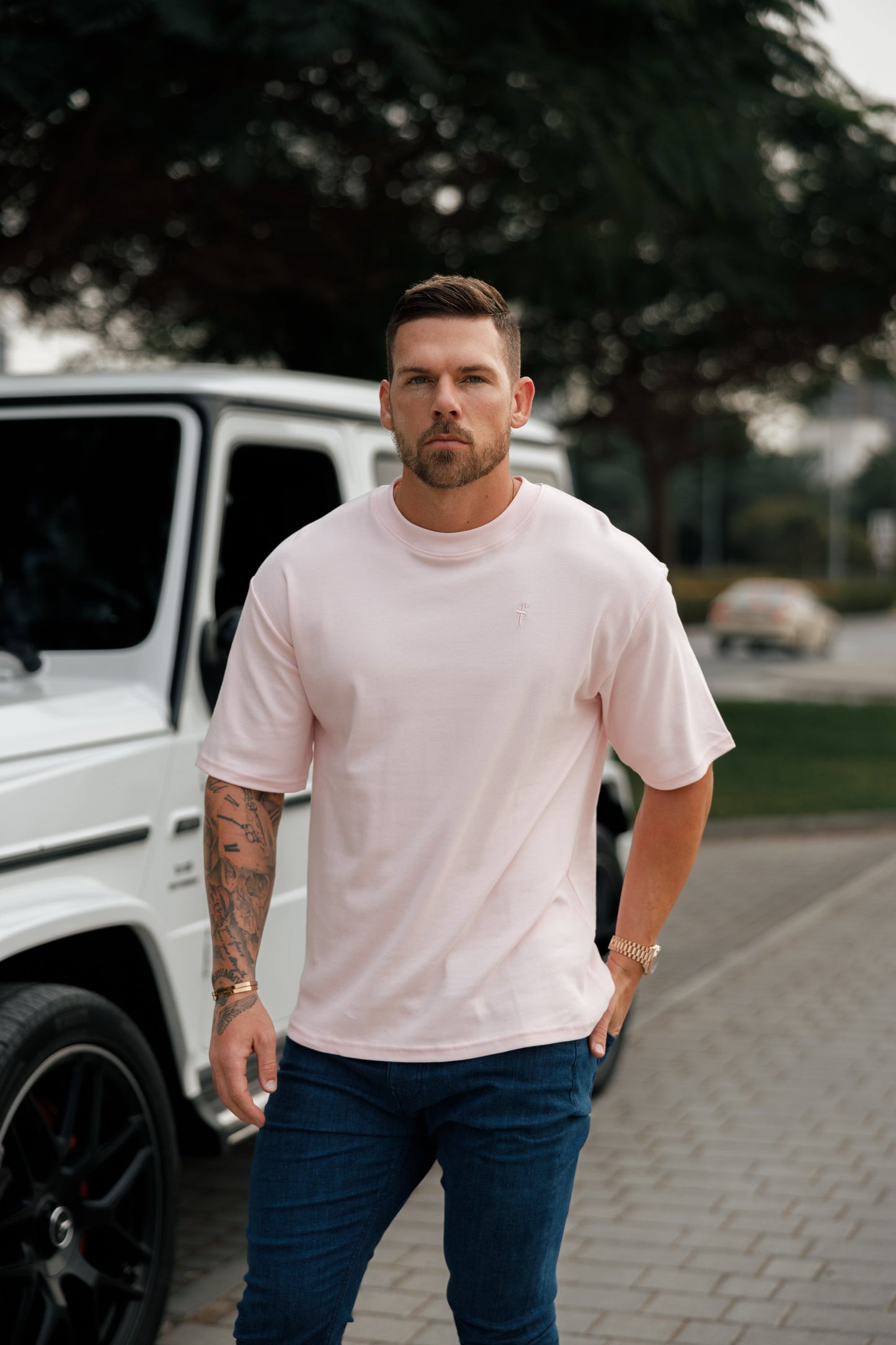 Father Sons Classic Pink Oversized Crew Tee - FSH870