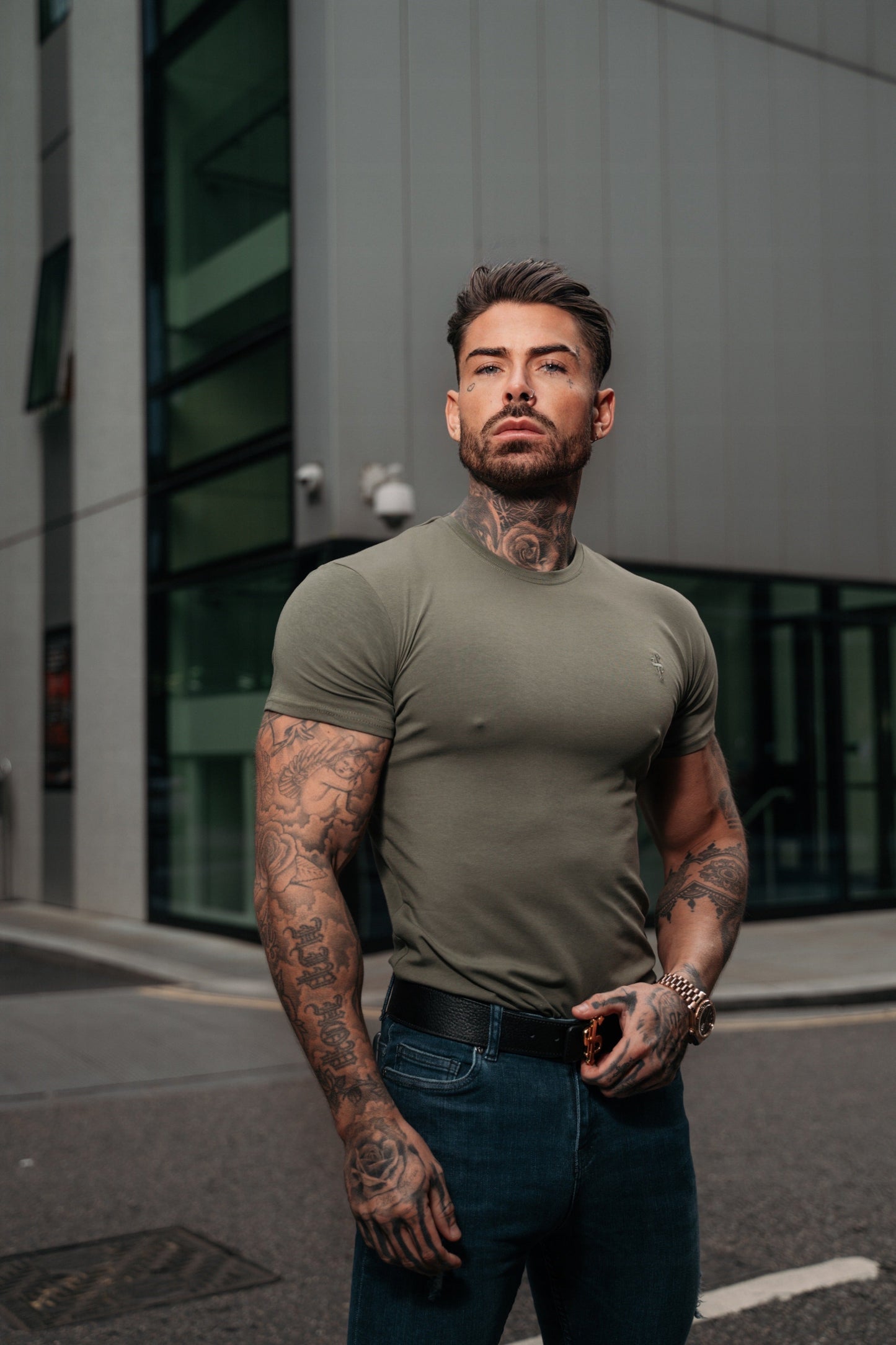 Father Sons Chic Khaki Curved Hem Crew T-Shirt - Timeless Style FSH928