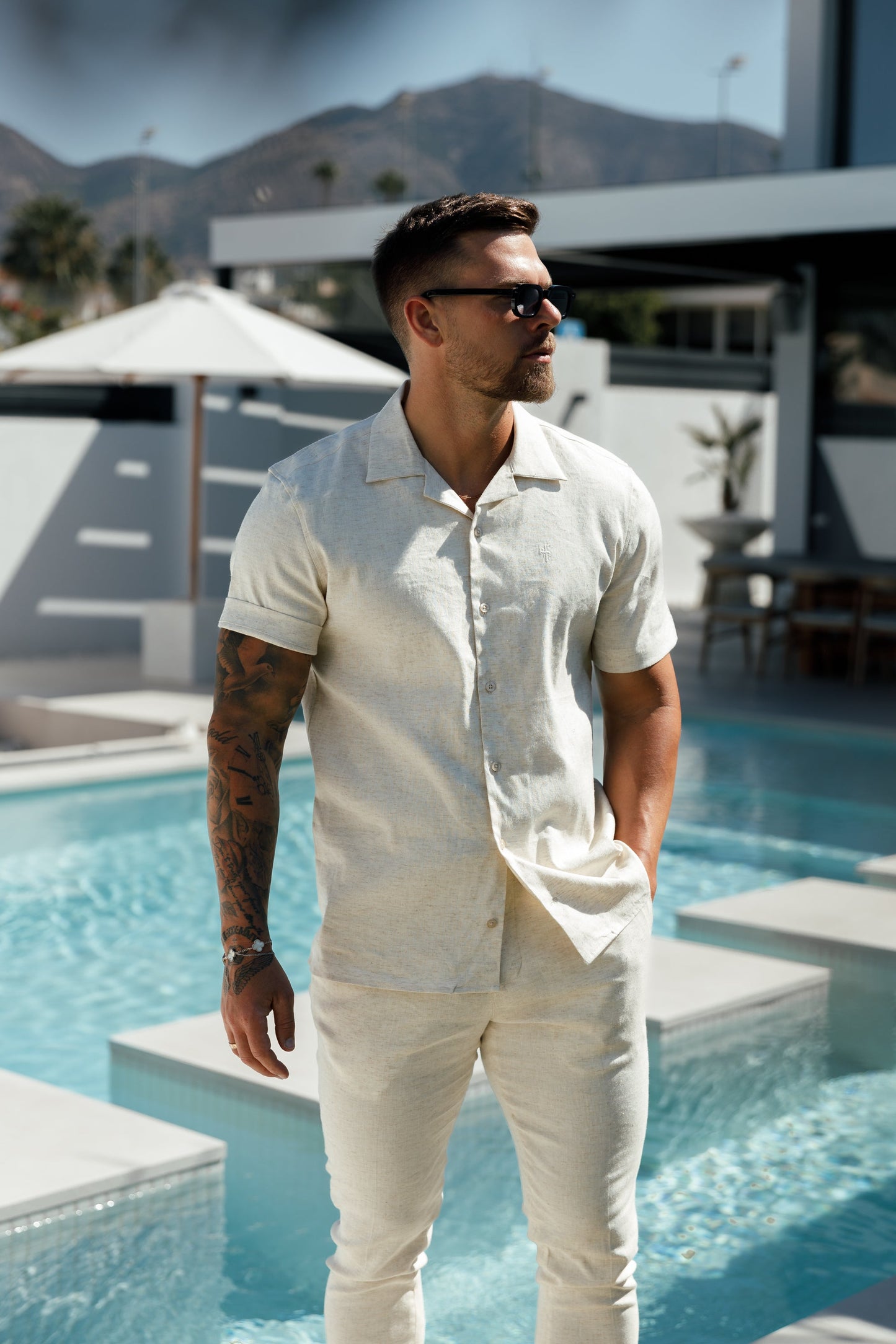 Elevate Your Style: Father Sons Hawaiian Boxy Linen Short Sleeve Shirt with Revere Collar - FS1071