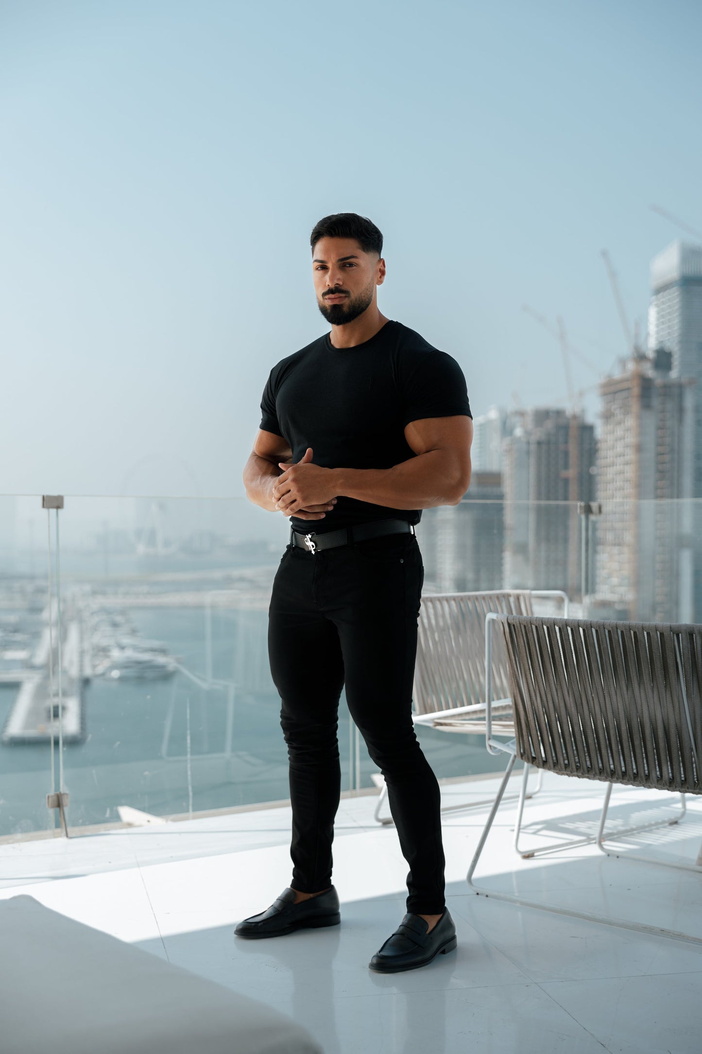 Elegantly Tailored Slim Fit Stretch Black Sateen Trousers for Men - FSH405 by Father Sons