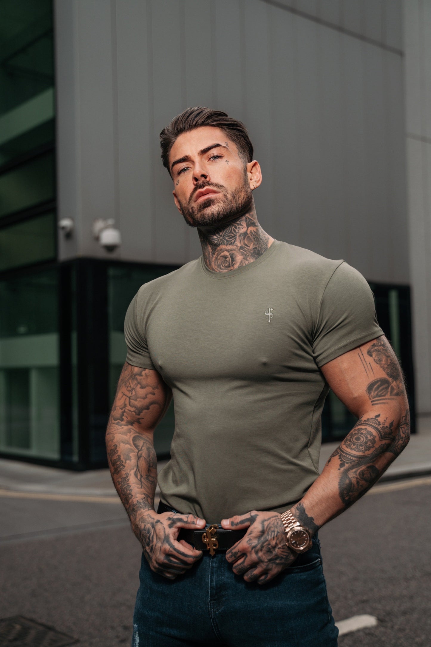 Father Sons Chic Khaki Curved Hem Crew T-Shirt - Timeless Style FSH928