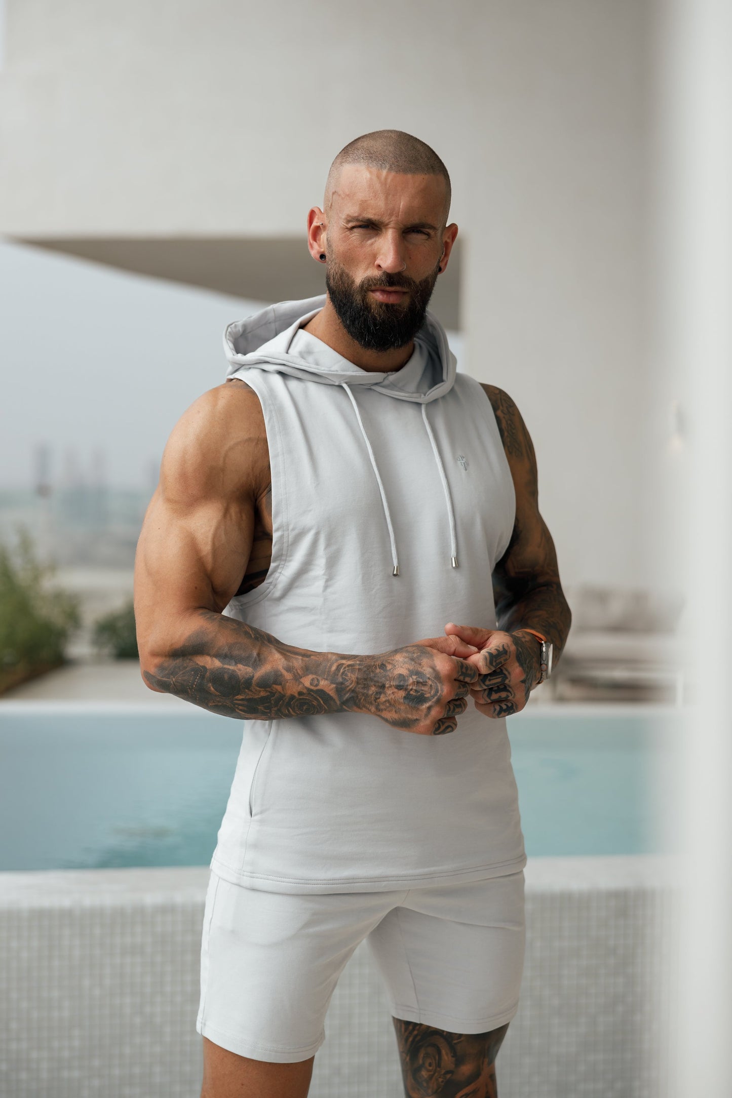 Stylish Light Grey Elasticated Shorts for Father & Sons - FSH899