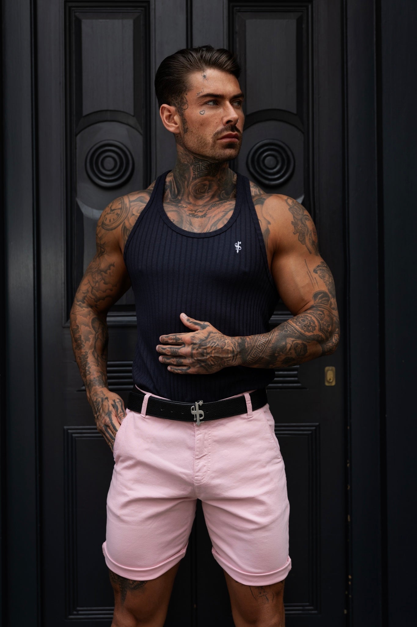 Elevate Your Style with the Father Sons Navy & White Ribbed Slim Fit Knit Vest - FSH1020