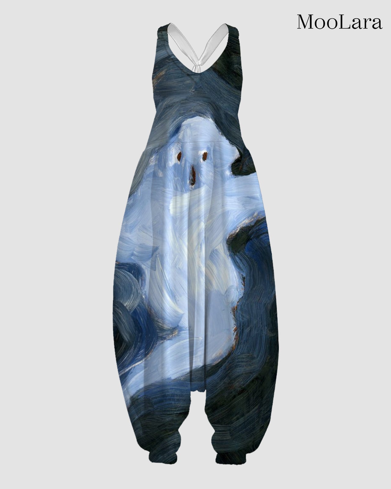 Women's Frightened Ghost Print Sleeveless Jumpsuit Harem Pants