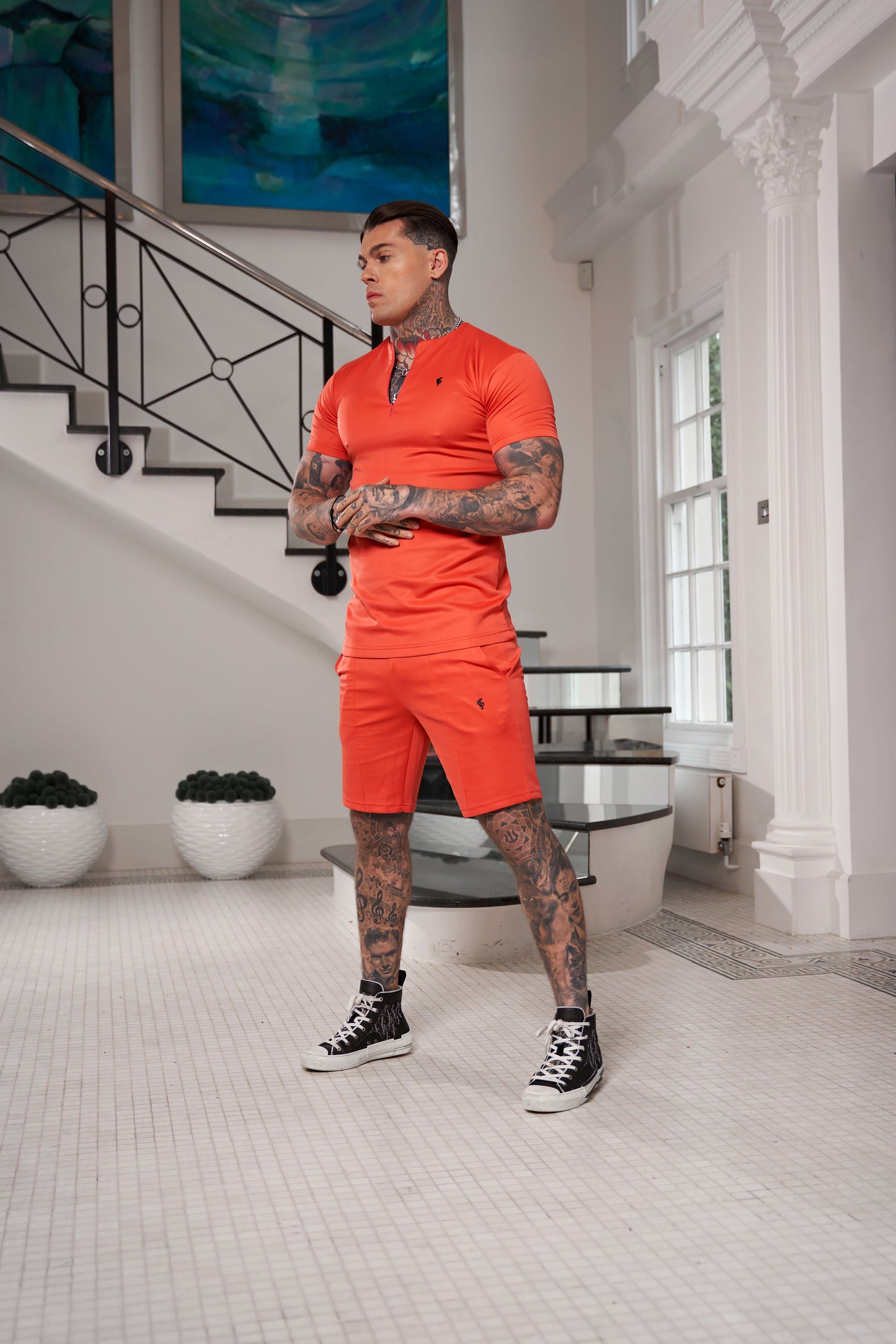 Elevate Your Summer Wardrobe with Father Sons Scuba Coral & Black Pintuck Drawstring Shorts - FSH1043