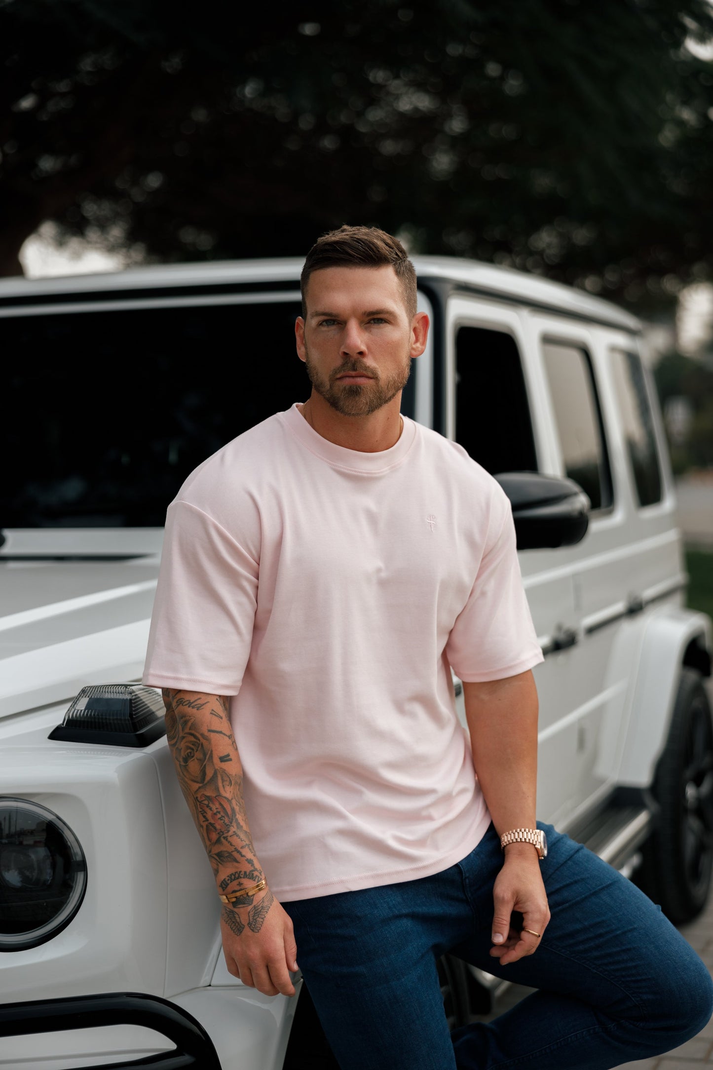 Father Sons Classic Pink Oversized Crew Tee - FSH870