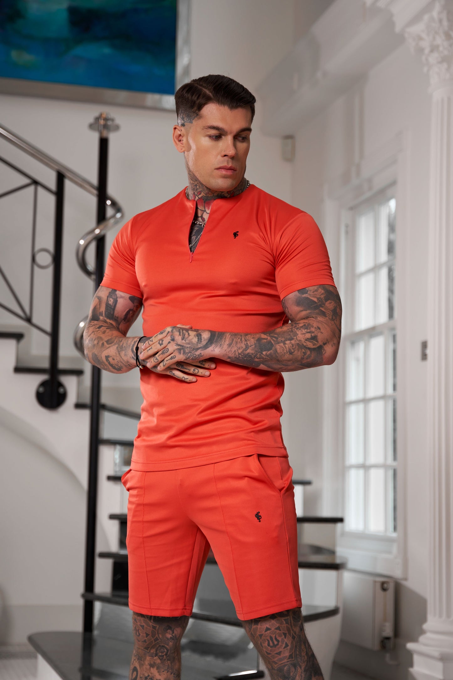 Elevate Your Summer Wardrobe with Father Sons Scuba Coral & Black Pintuck Drawstring Shorts - FSH1043