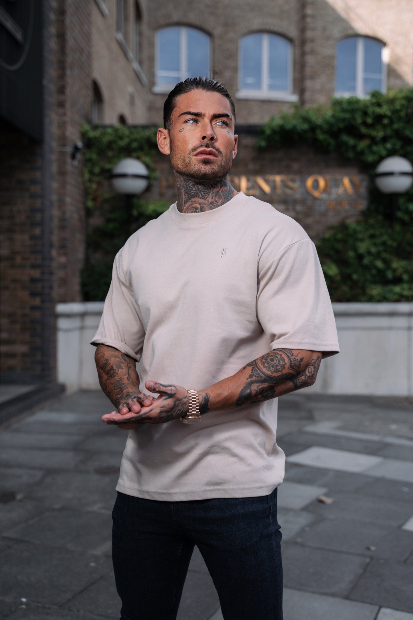 Father Sons Luxe Oversized Beige Crew T-Shirt - Elevate Your Style with FSH867