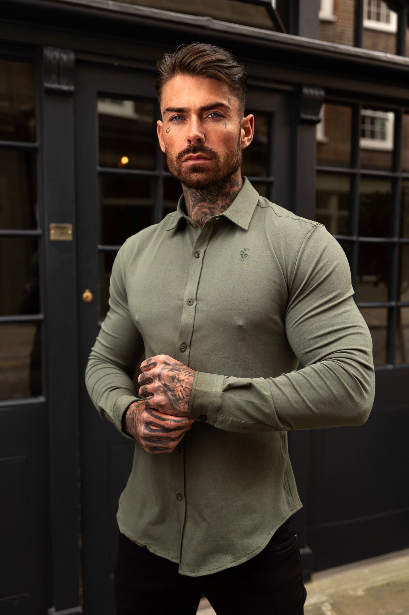 Stylish Fitted Khaki Long Sleeve Jersey for Father Sons - FSD003