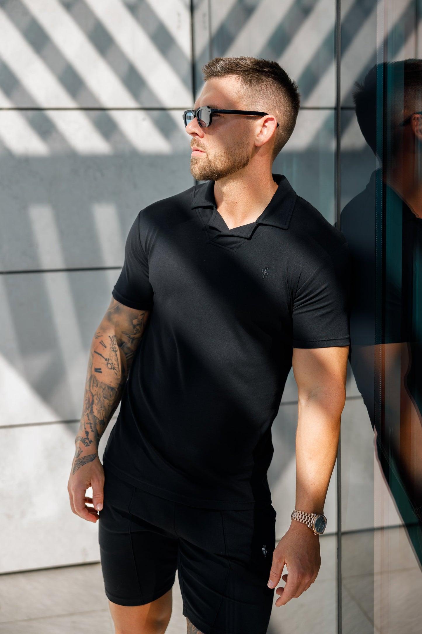Timeless Classic Black Polo Shirt with Elegant Revere Collar - FSH1060 by Father Sons