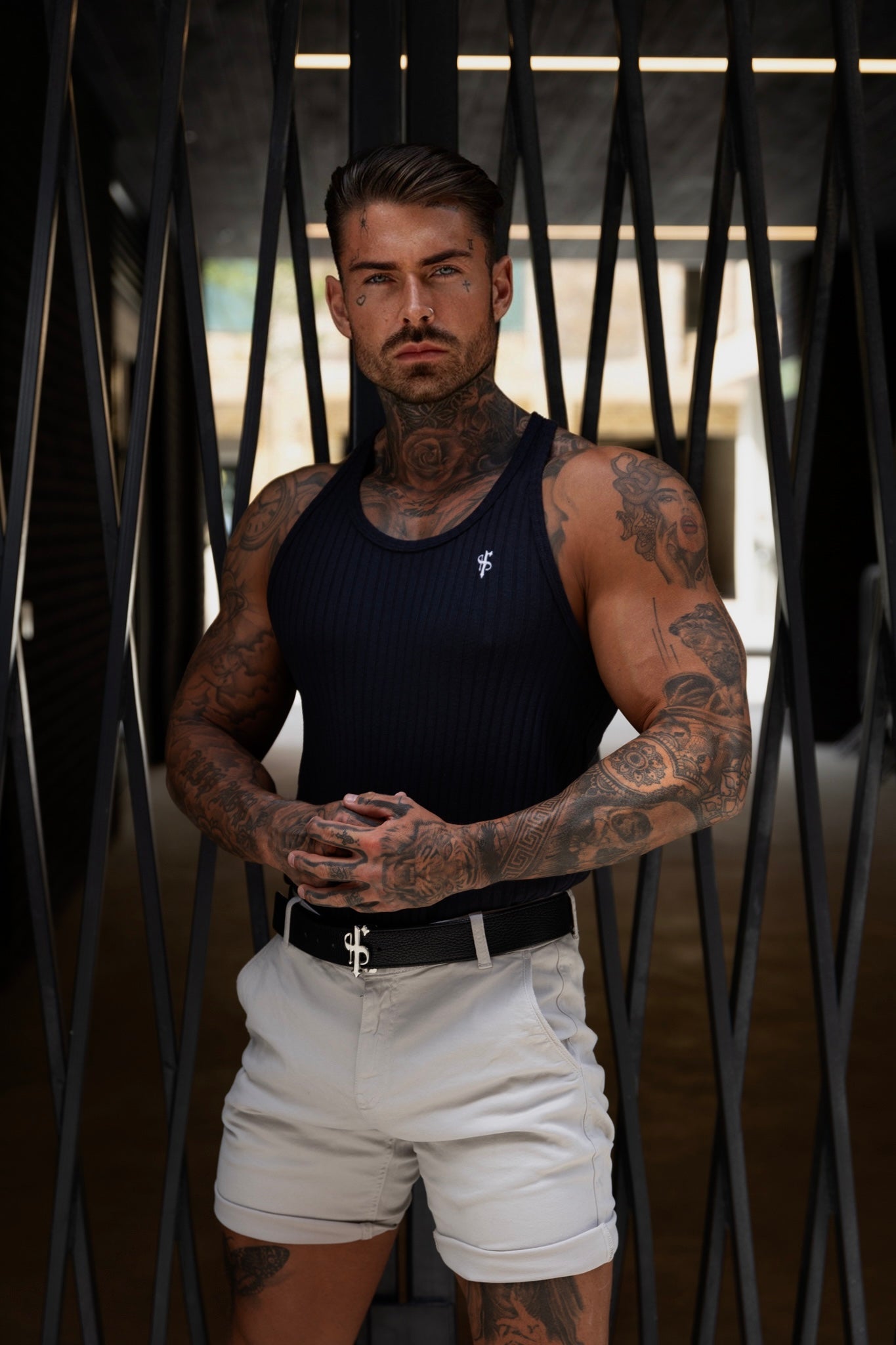 Elevate Your Style with the Father Sons Navy & White Ribbed Slim Fit Knit Vest - FSH1020