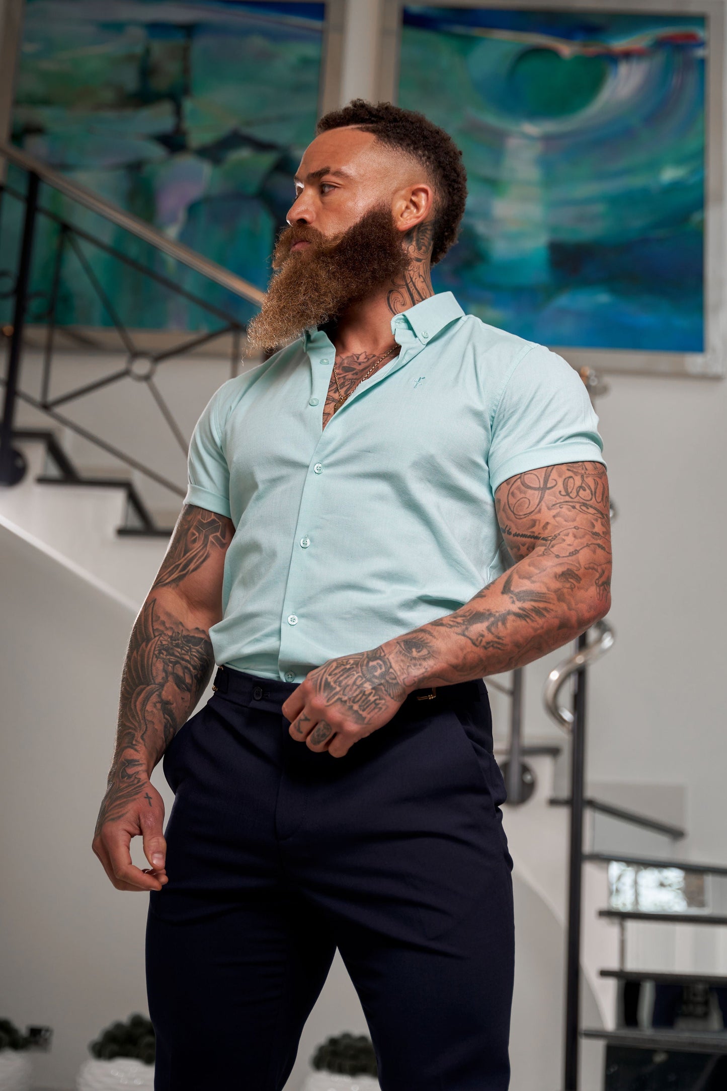 Father Sons Mint Classic Stretch Oxford Short Sleeve Shirt - FS1011
