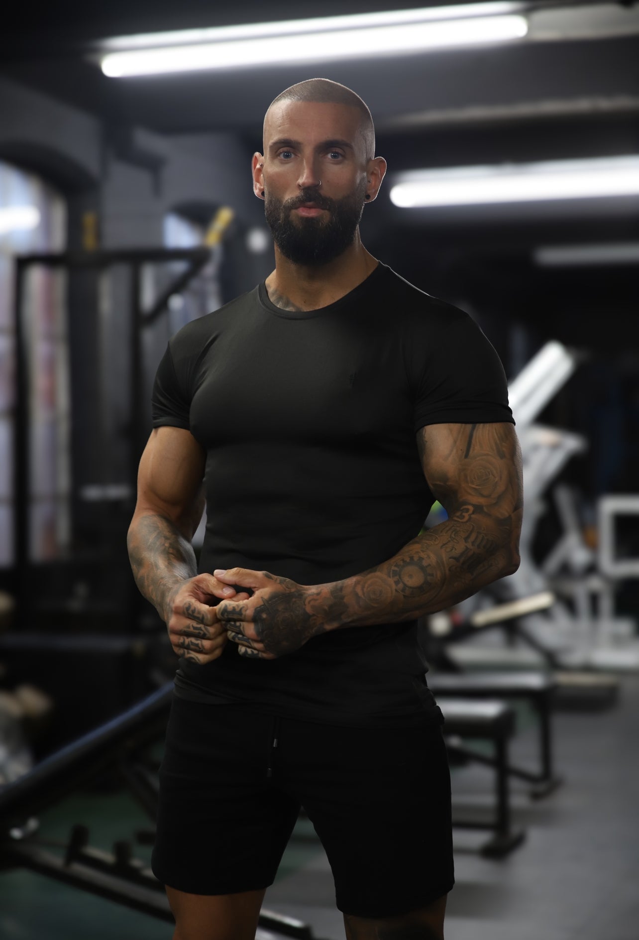 Elevate Your Workout with the Father Sons Sleek Black Gym Crew - FSH881