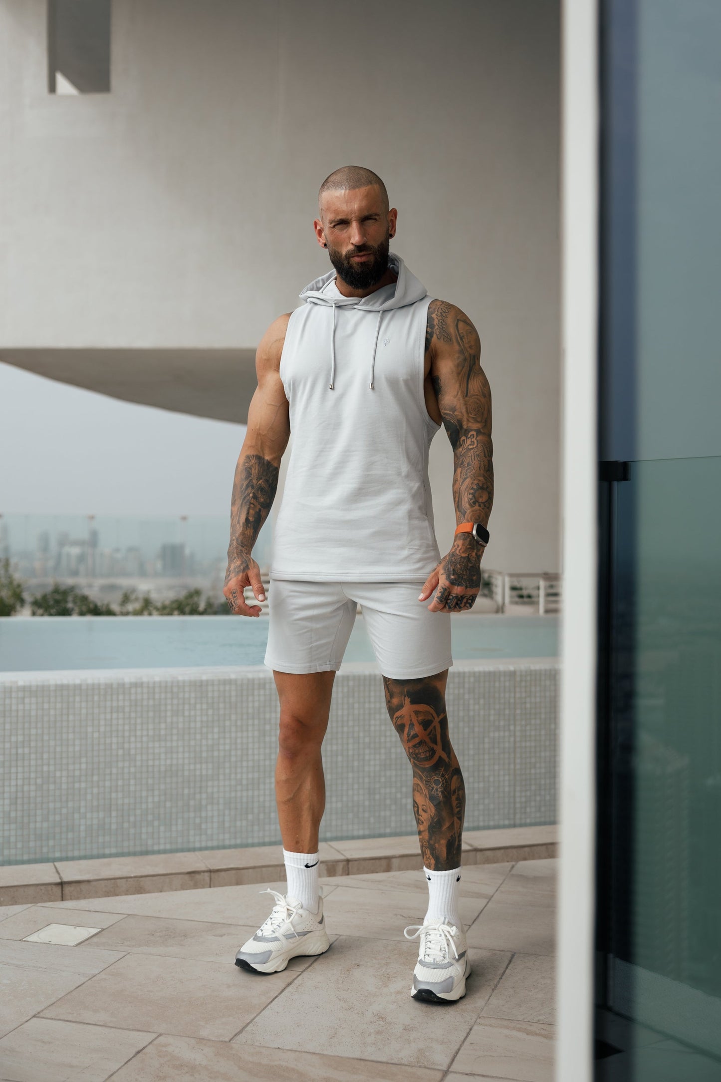 Stylish Light Grey Elasticated Shorts for Father & Sons - FSH899