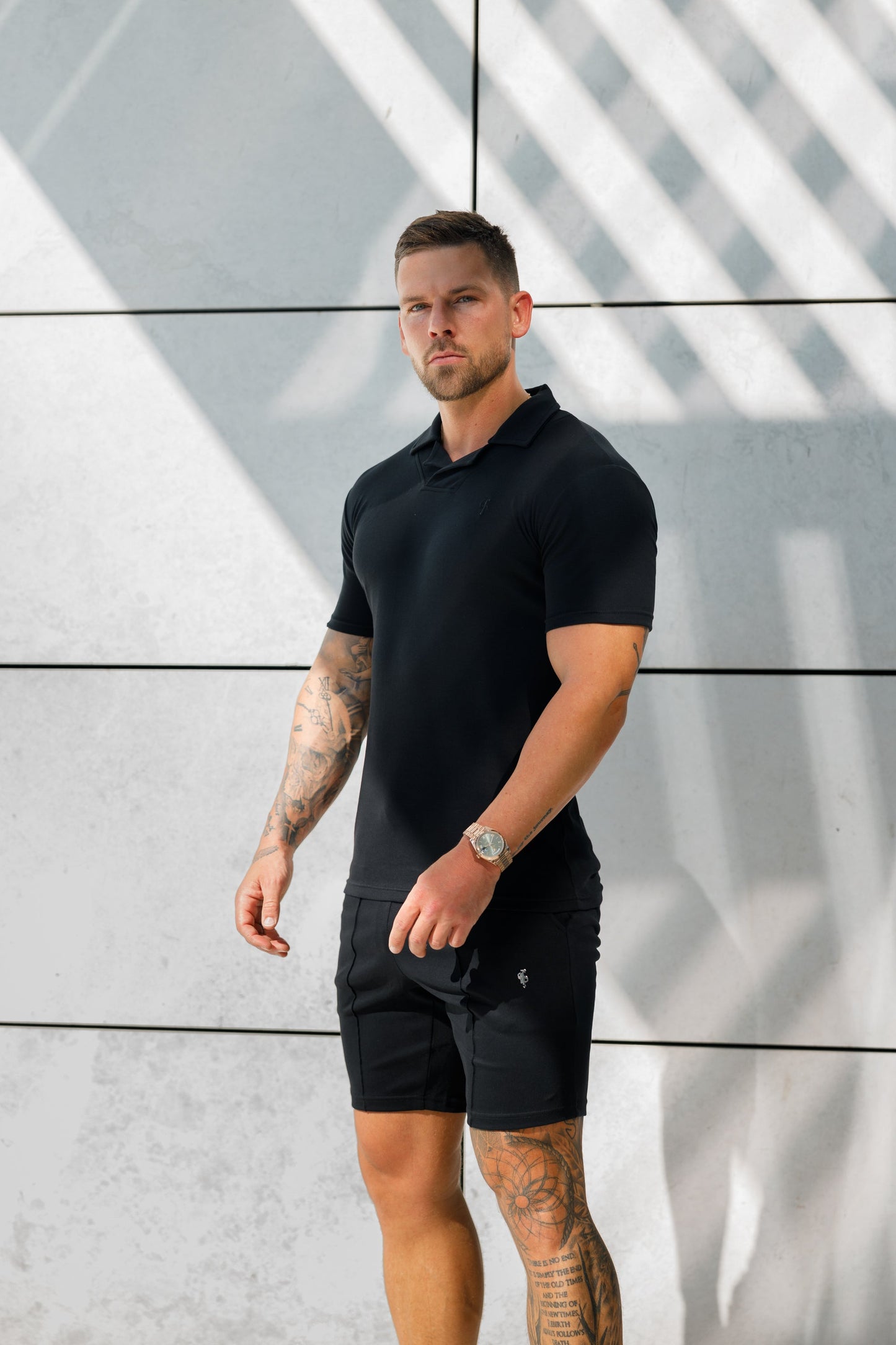 Timeless Classic Black Polo Shirt with Elegant Revere Collar - FSH1060 by Father Sons