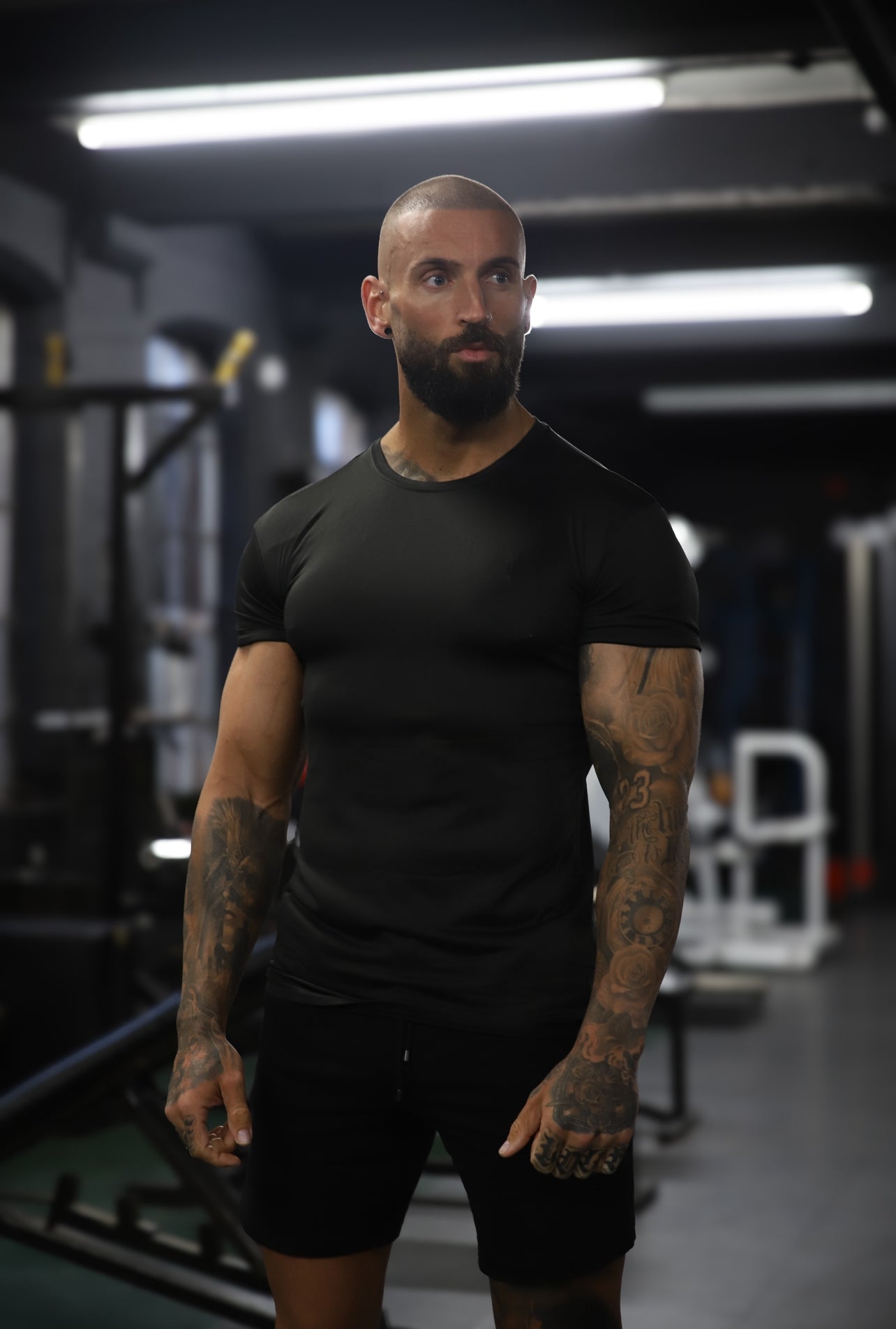 Elevate Your Workout with the Father Sons Sleek Black Gym Crew - FSH881