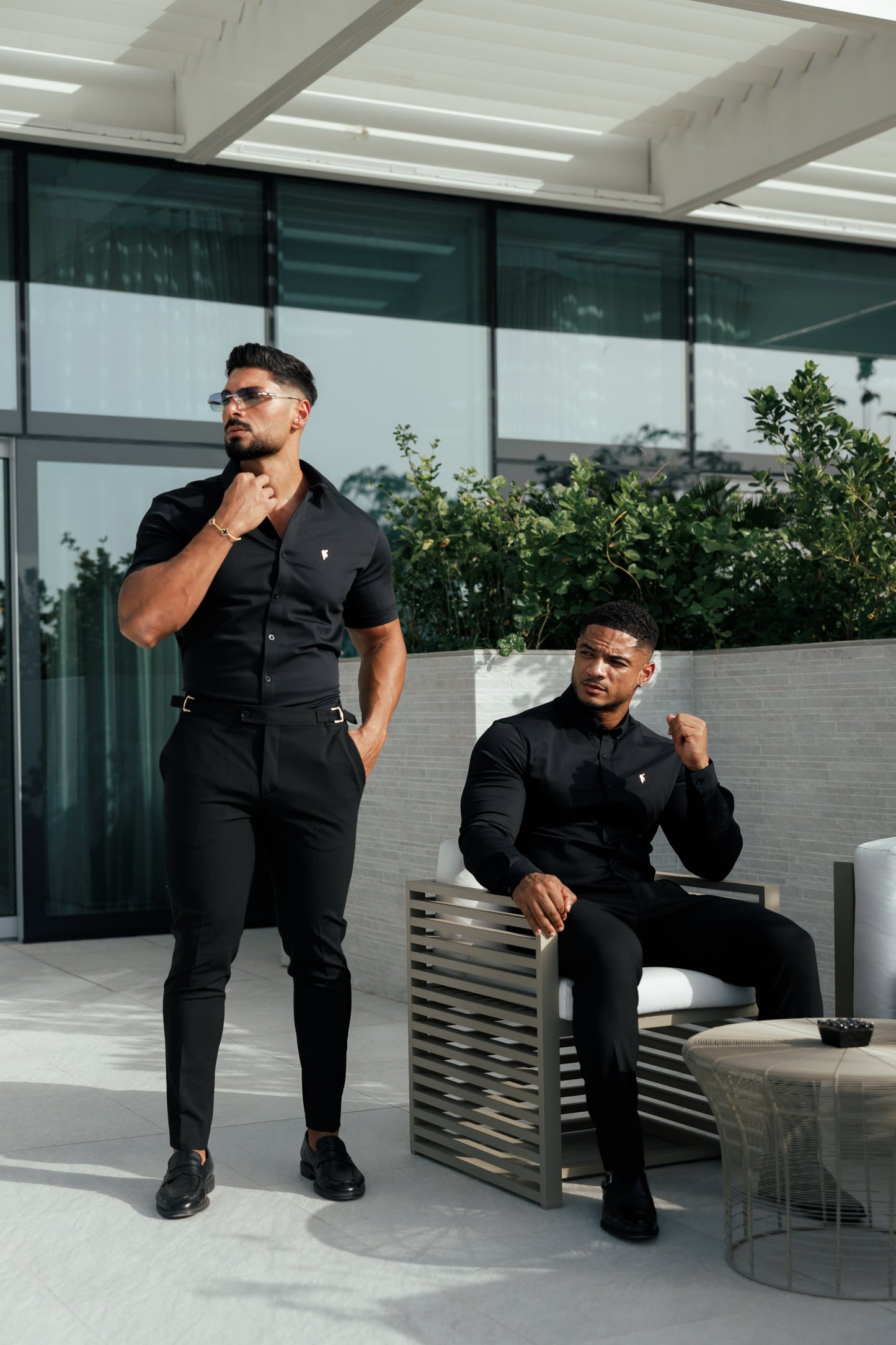 Elevate Your Style with Father Sons Slim Fit Black Stretch Trousers Featuring Luxurious Gold Waist Adjusters - FST018 (Available for Pre-Order Starting September 19th)