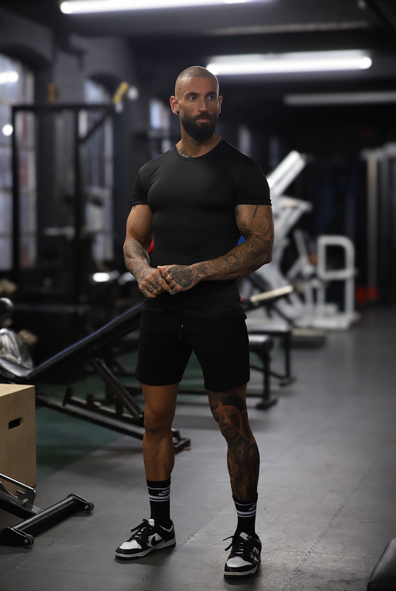 Elevate Your Workout with the Father Sons Sleek Black Gym Crew - FSH881