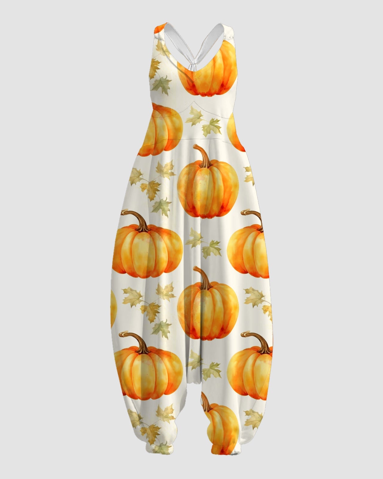 Women's Leaves with Pumpkins Print Sleeveless Jumpsuit Harem Pants