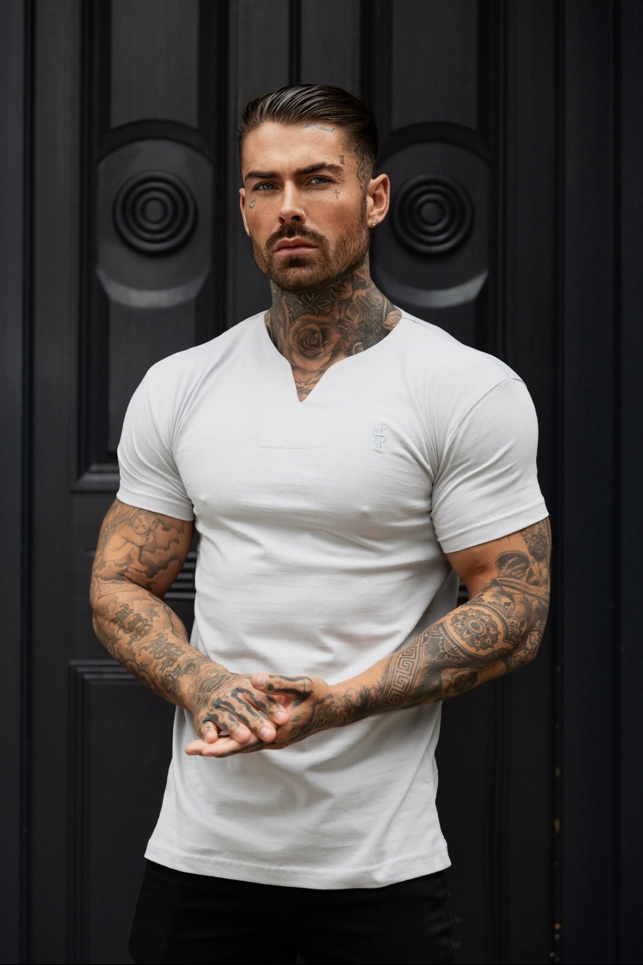 Elevate Your Style with Father Sons Light Grey Advanced V Neck Crew Short Sleeve T-Shirt - FSH1013