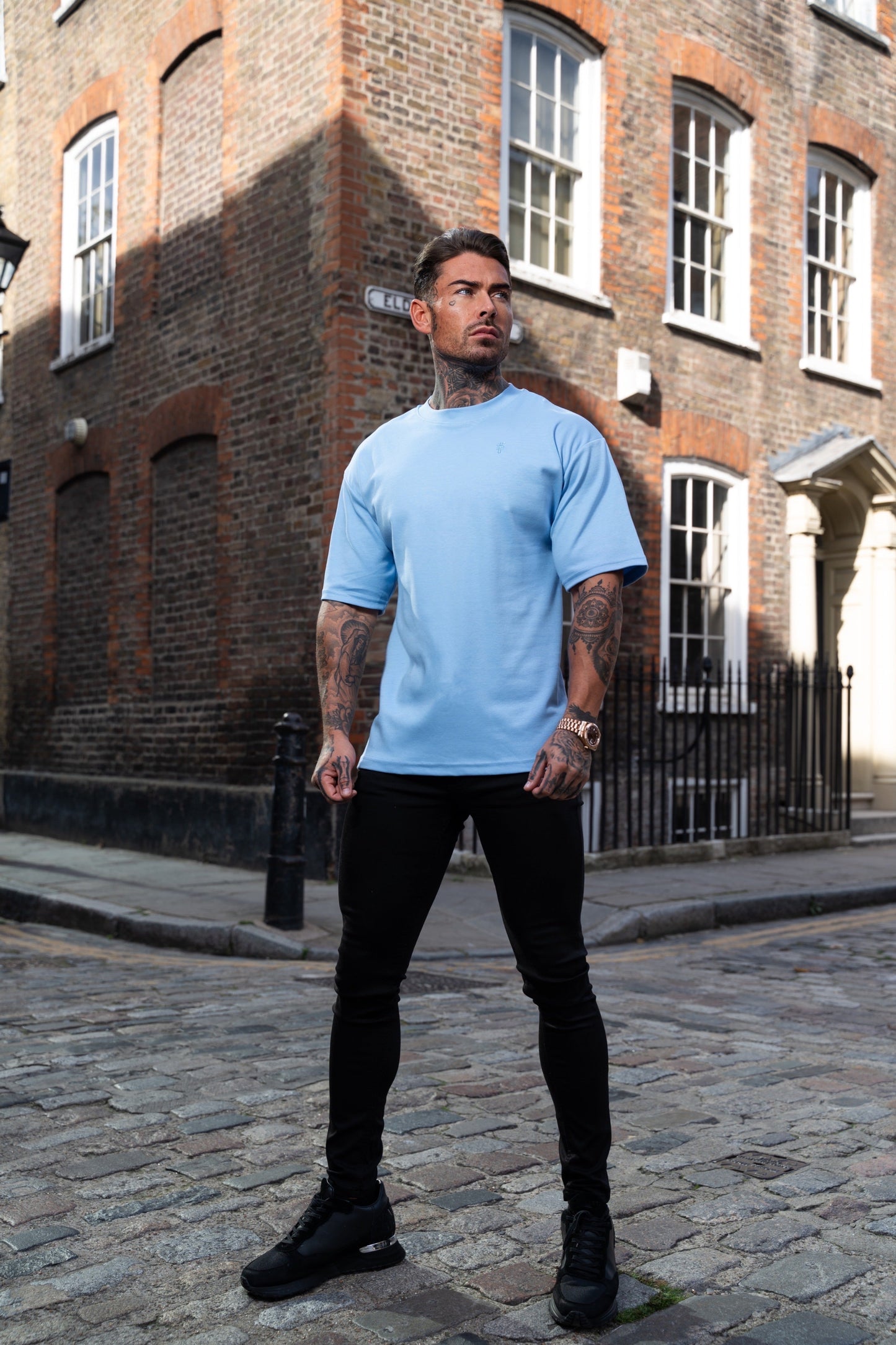 Elevate Your Wardrobe with the Father Sons Light Blue Oversized Crew Neck T-Shirt - FSH872