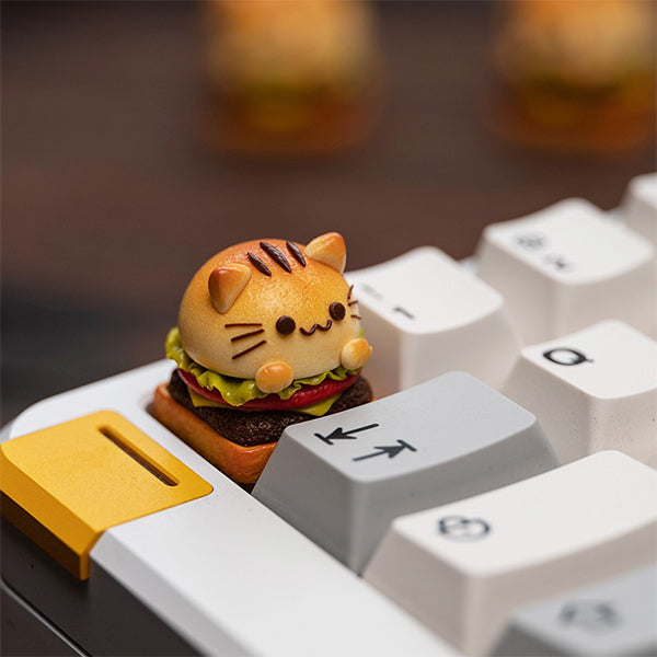 Cute Cat Burger Keycap - Clay - Decorate Your Keyboard - Perfect For Cat Lovers