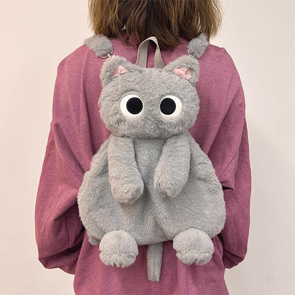 Adorable Plush Cat Backpack - Whiskers & Wonders - Orange - Beige - Cat Lovers