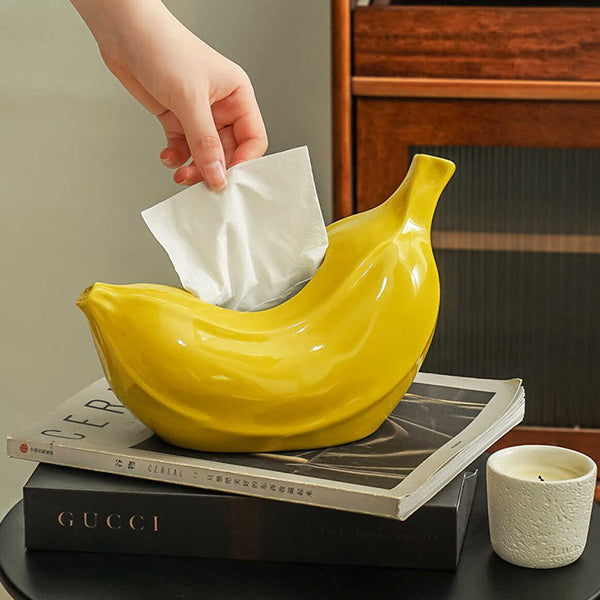 Fun Banana-Shaped Tissue Holder - Bright Yellow Ceramic - Unique and Stylish Design