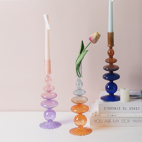 Creative Gradient Glass Candle Holder - Elegant and Modern - Versatile Decor Piece