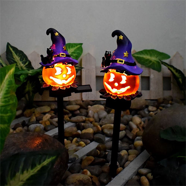 Solar-Powered Witch Hat Pumpkin Stake Light - Halloween Outdoor Decoration