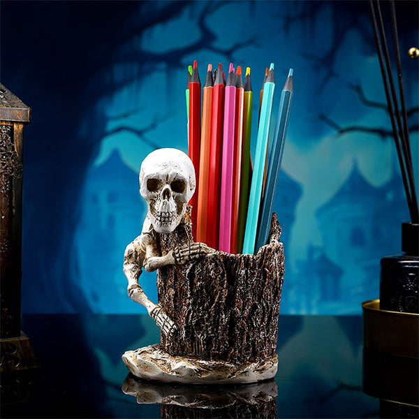 Skull Desk Organizer - Resin - Perfect for Halloween Vibes - Add Fun to Your Workspace