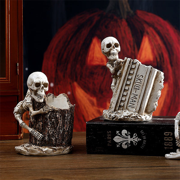 Skull Desk Organizer - Resin - Perfect for Halloween Vibes - Add Fun to Your Workspace