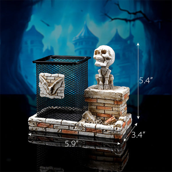 Skull Desk Organizer - Resin - Perfect for Halloween Vibes - Add Fun to Your Workspace