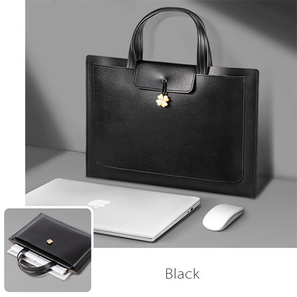 Elegant Women's Leather Briefcase - Pink - Beige - PU Leather - For Professional Use