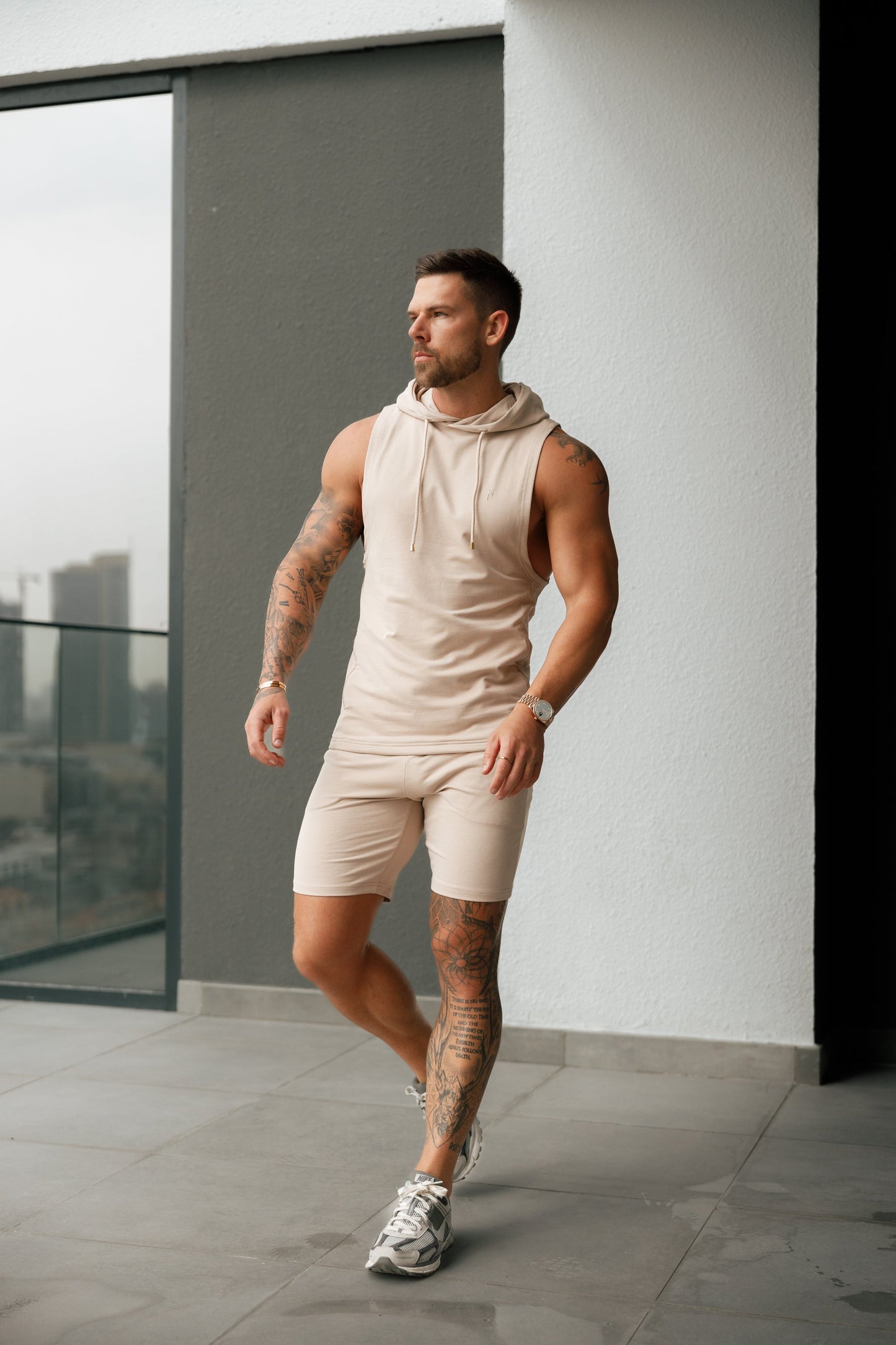 Elevate Your Wardrobe with Father Sons Beige Stretch-Fit Shorts - FSH900!