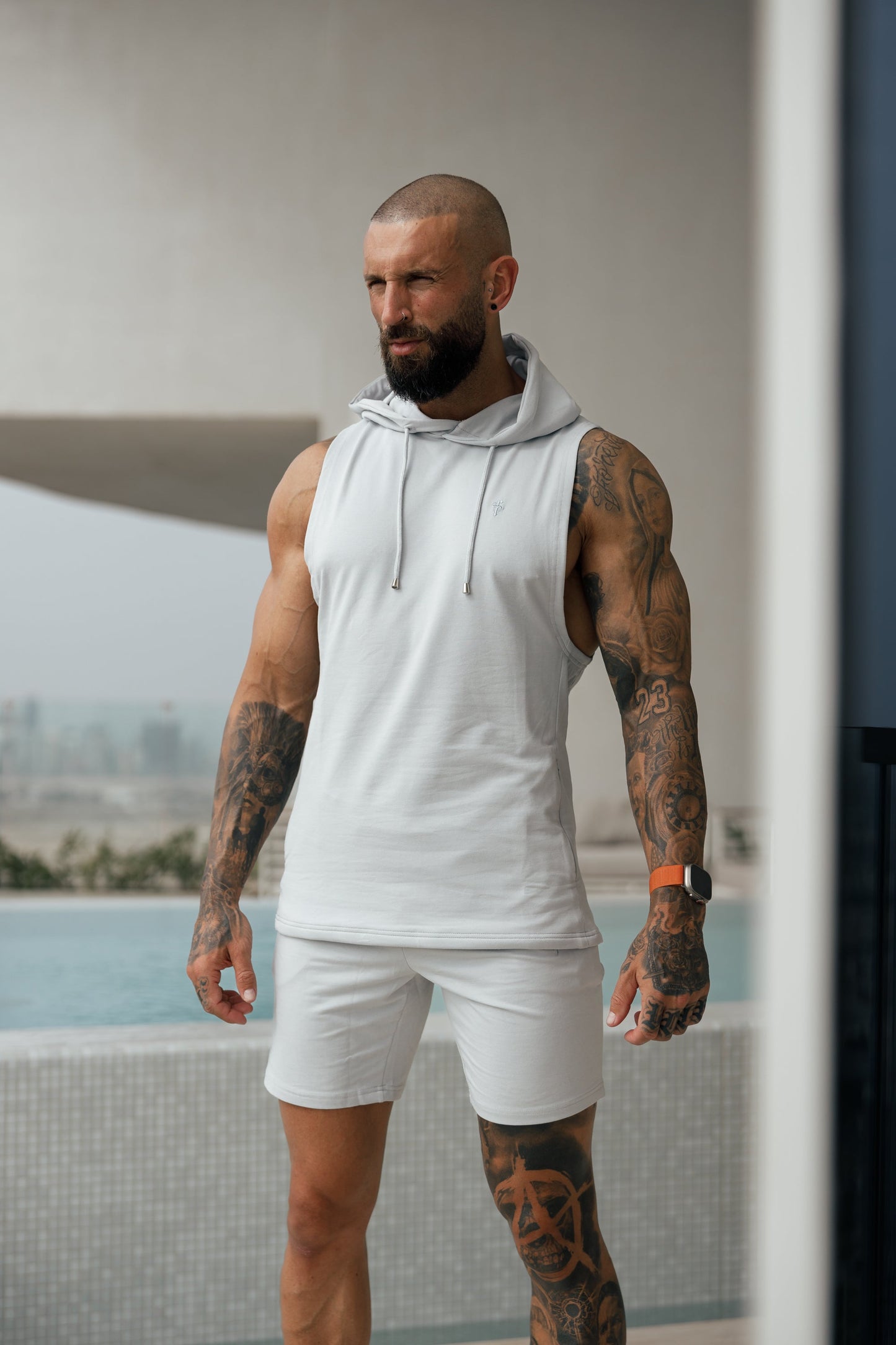 Stylish Light Grey Elasticated Shorts for Father & Sons - FSH899